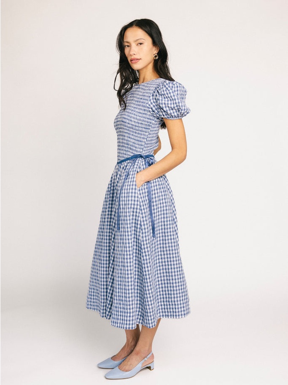 Shop Zoco Red Plaid Smocked Dress - L - Picture 9 of 10